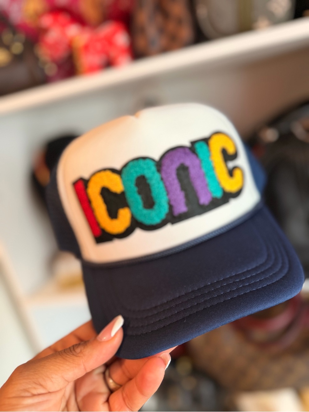 ICONIC Colorblock Trucker Hat - Navy & White